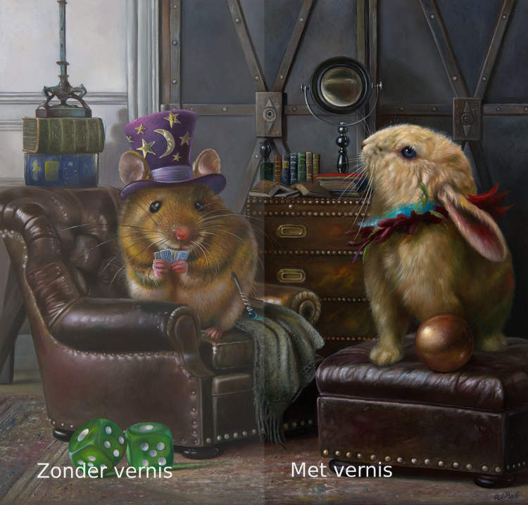 Een schilderij zonder en met vernis